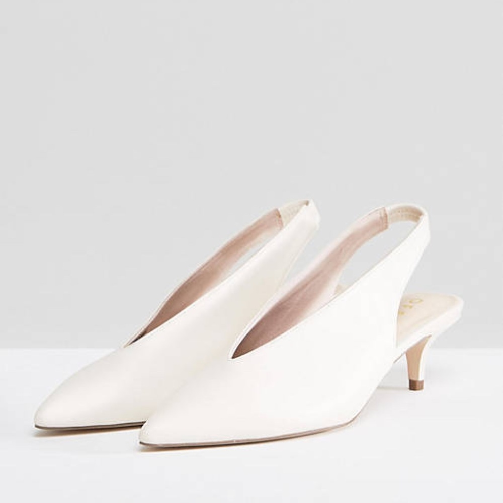 Office Miranda White Sling Back Kitten Heeled Shoes